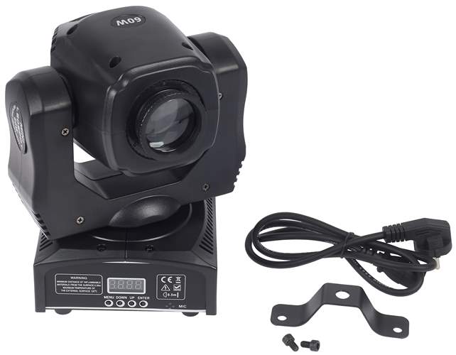 Moving Head SPOT 60w, 8 gobos, gobo shake, 7 culori RGBWA